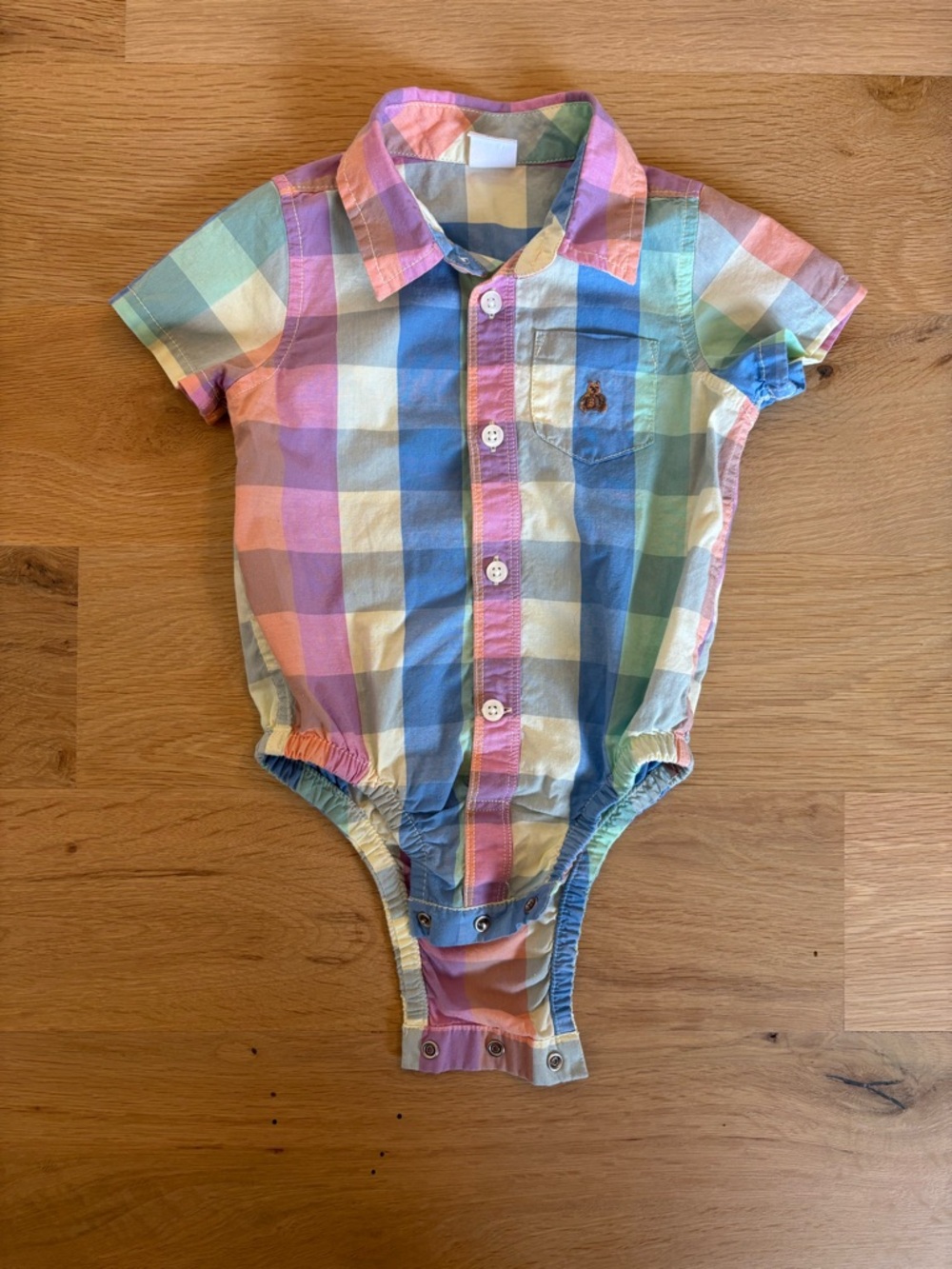 Baby Gap Plaid Baby Romper Short Sleeve Button Bodysuit